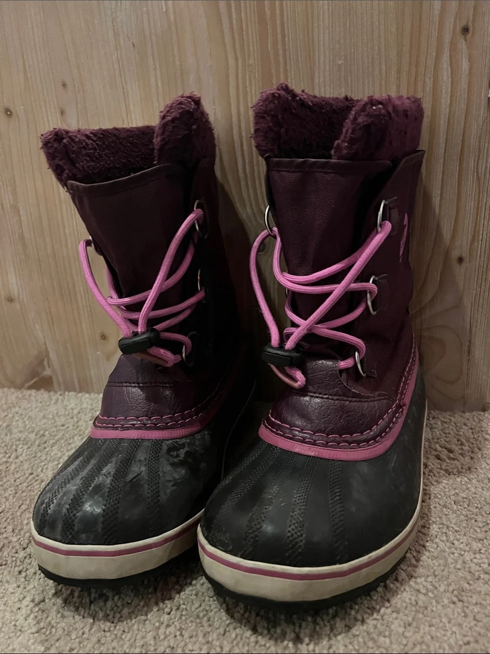 Sorel Girls Waterproof Winter Boots - Plum and Pink